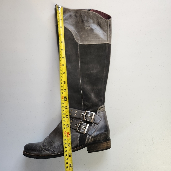 NoPulse Tall Gray Flat Boots Lined Winter Boots Faux Leather Size 39 8 Vegan Y2K - Picture 11 of 12